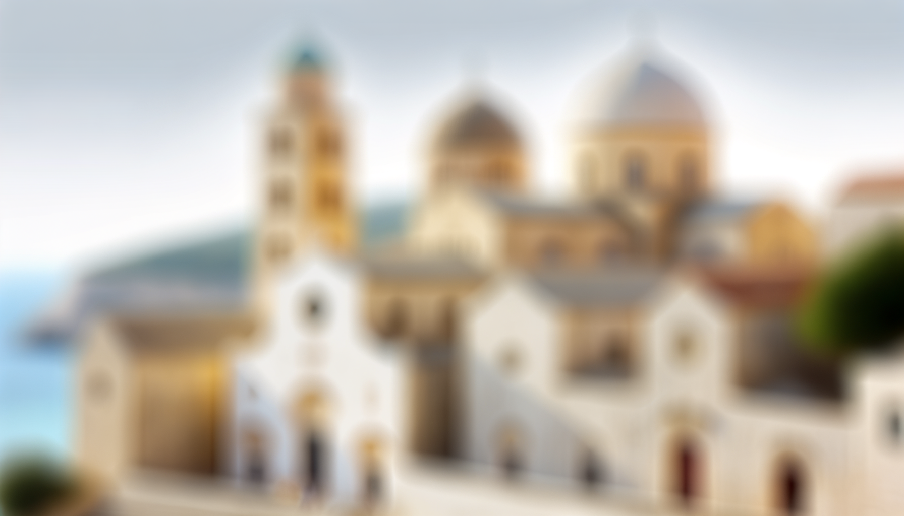 An artistically blurred image of various churches from around the world.