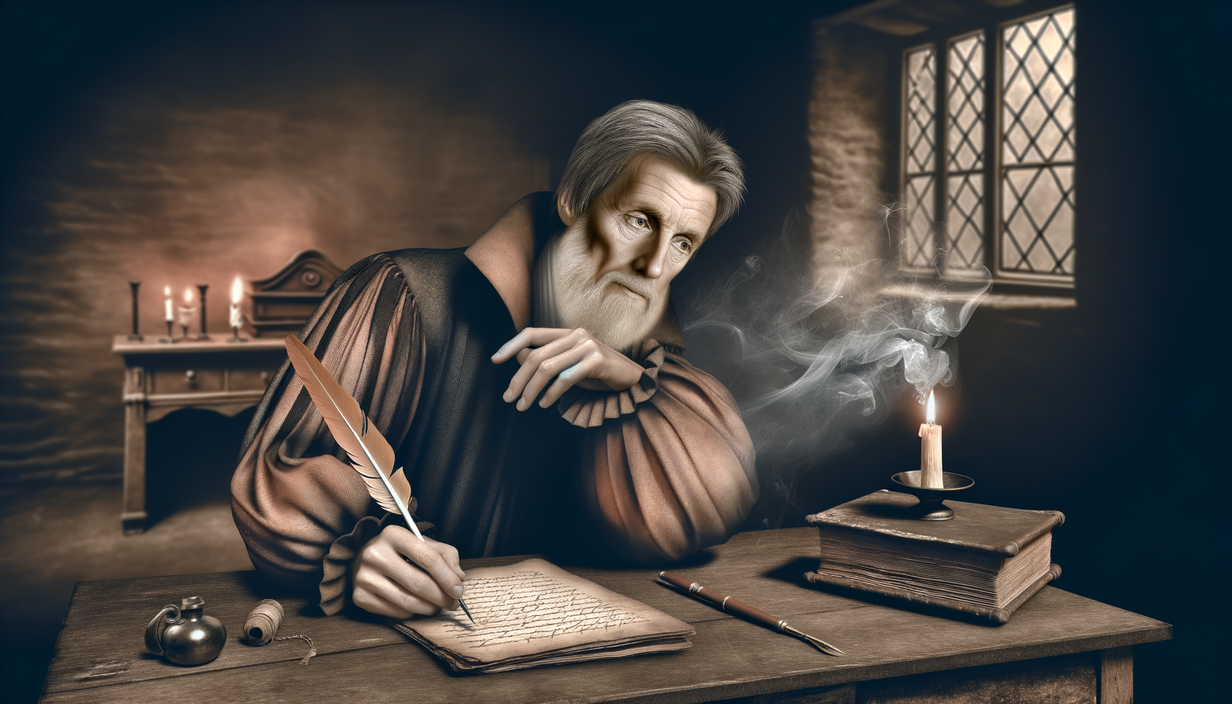 A detailed illustration or realistic image of Saint Augustine, perhaps depicting him in contemplative thought or in the process of writing. Should convey a historical and spiritual tone.