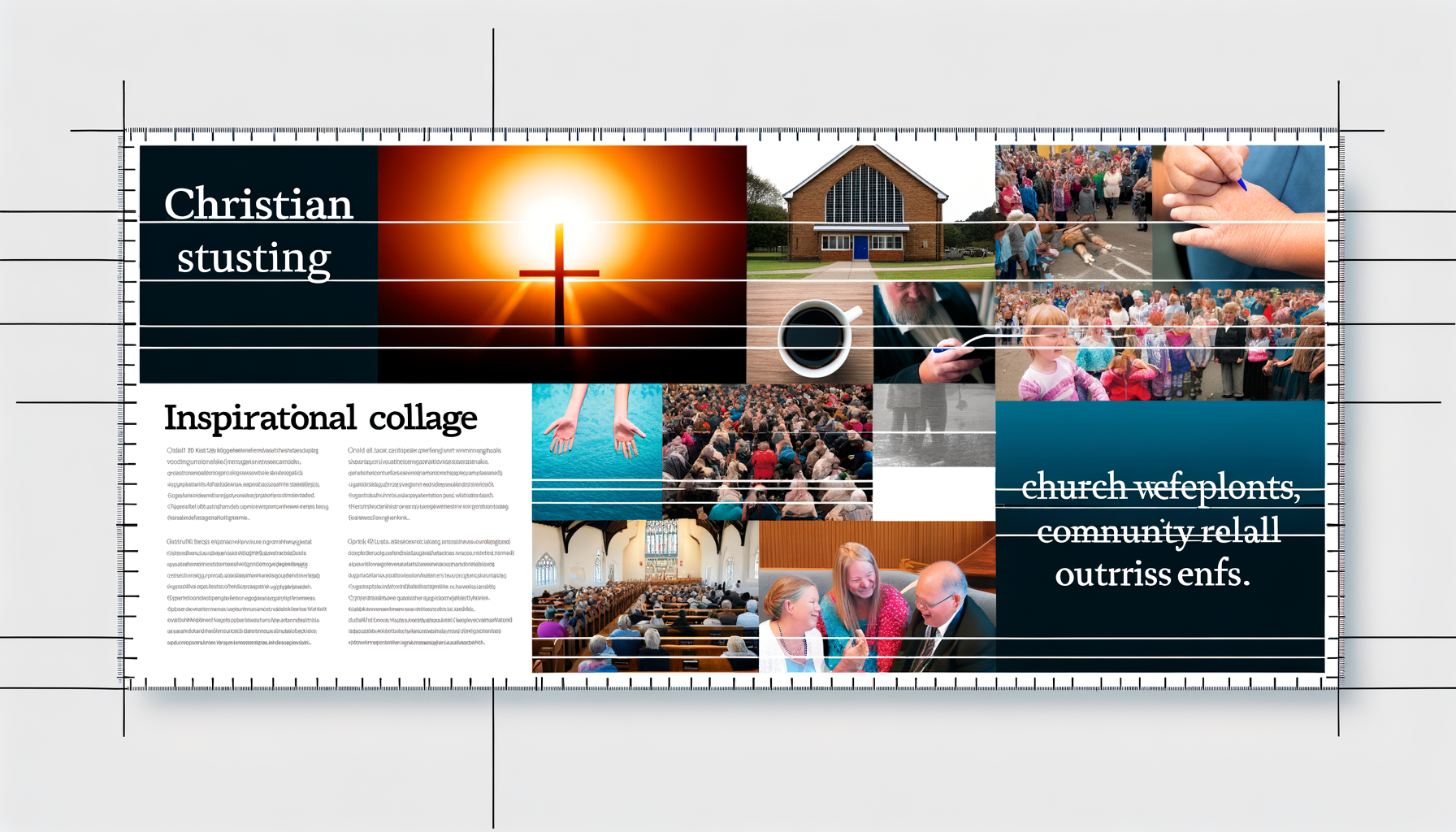 A collage of various Christian news headlines and images reflecting current events, church developments, theological debates, and community outreaches.