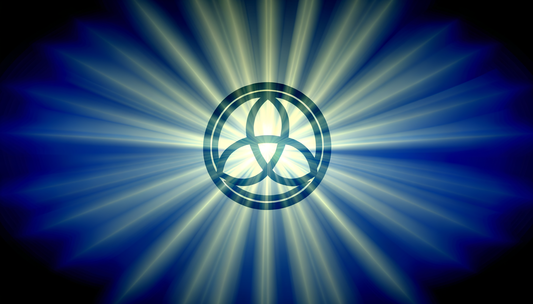 A symbolic representation of the Trinity, possibly in the form of a triquetra or another historical Christian symbol, enveloped in bright, ethereal light.